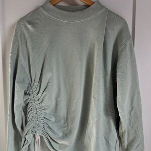 AllSaints Sage Green Ruched Side Sweatshirt Pullover - XS